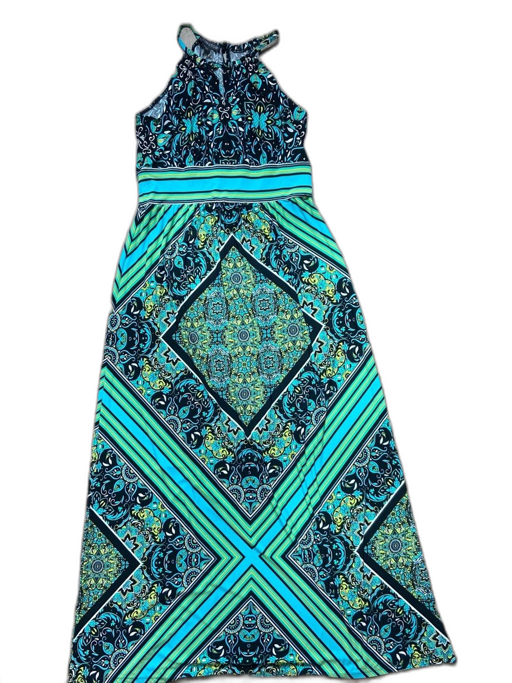 Womems Covington Halter Neck Key Hole Geometric Maxi Dress Tall 14